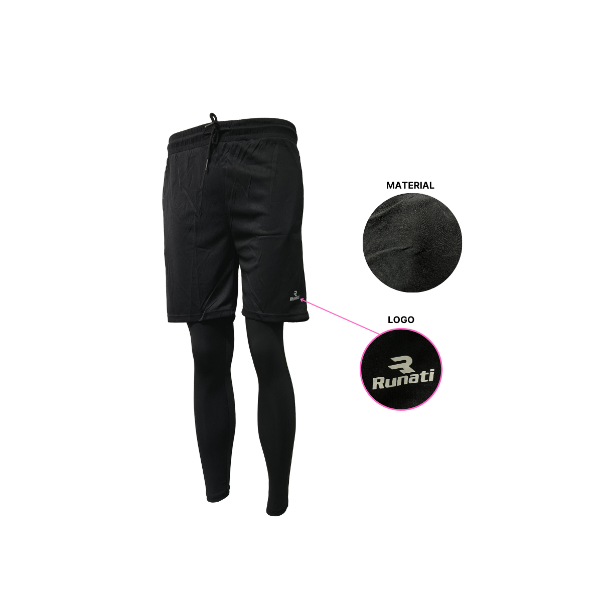 Runati Men 2 in 1 Fit Pants Sport clothing Soccer Game Clothing RFP306 - Image 2